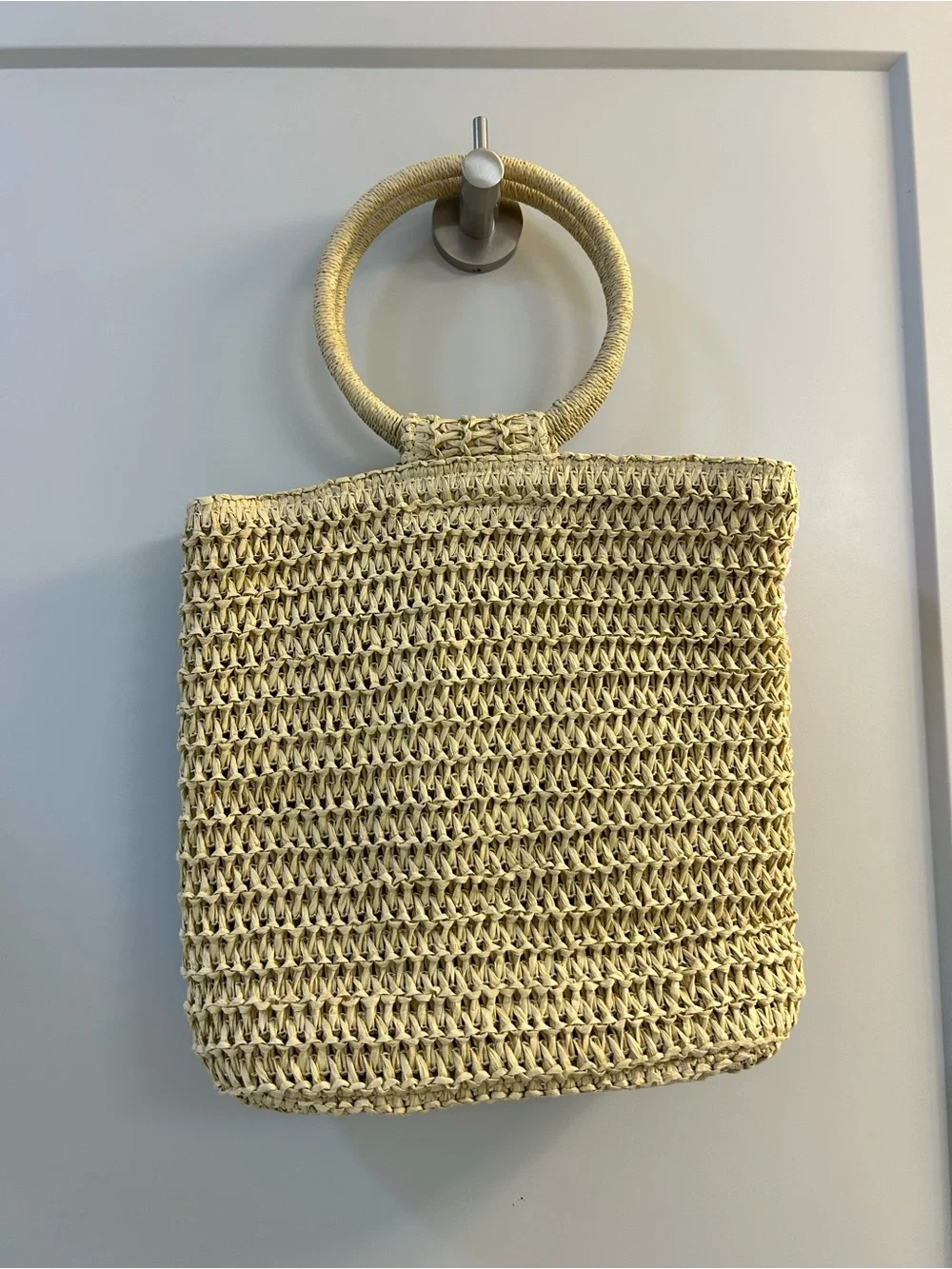 Pastel Striped Tote with Round Ring Handles